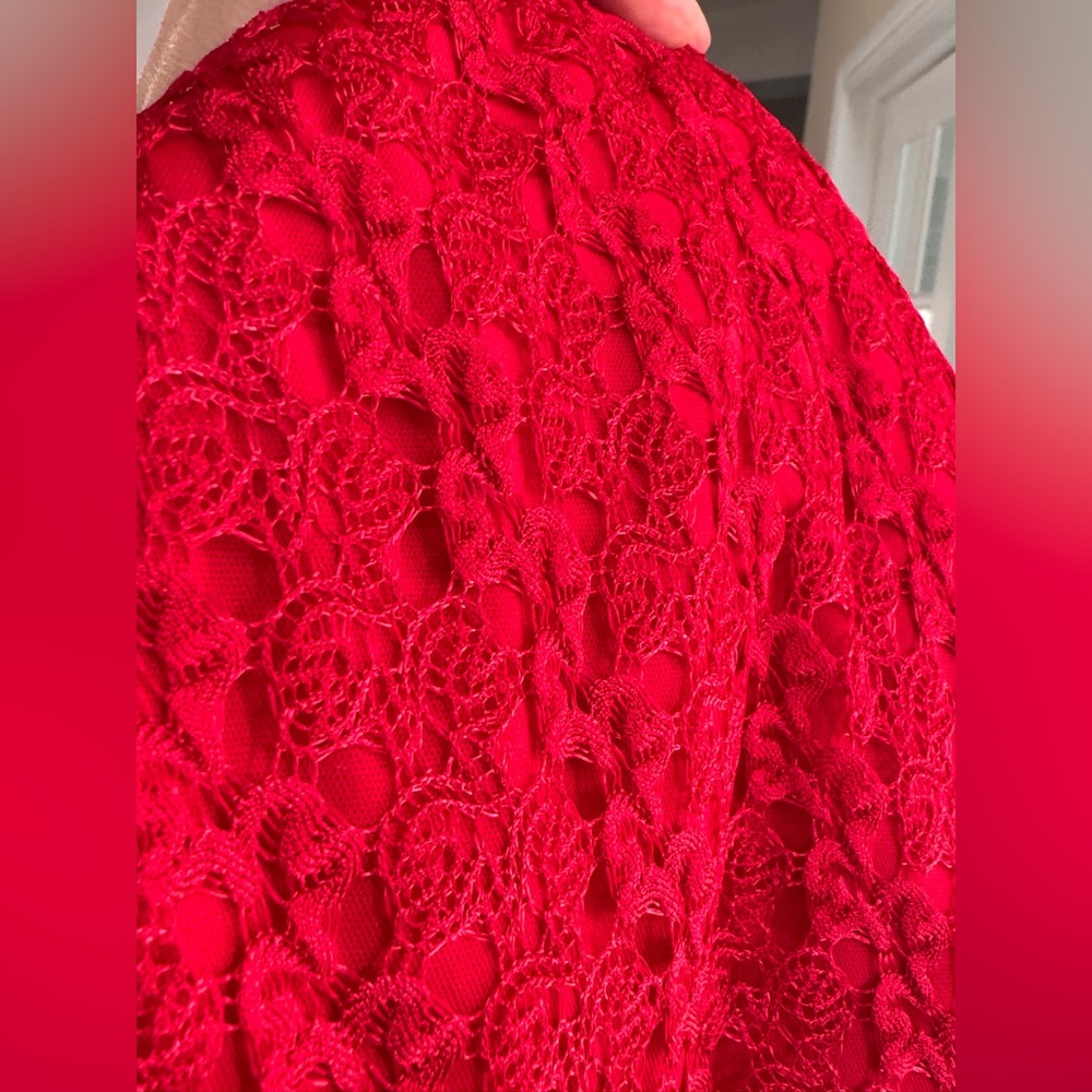 Lace Maxi Skirt Women’s XL Red Pull On Flowy Bold Romantic Goth Coquette Bold - Picture 10 of 12